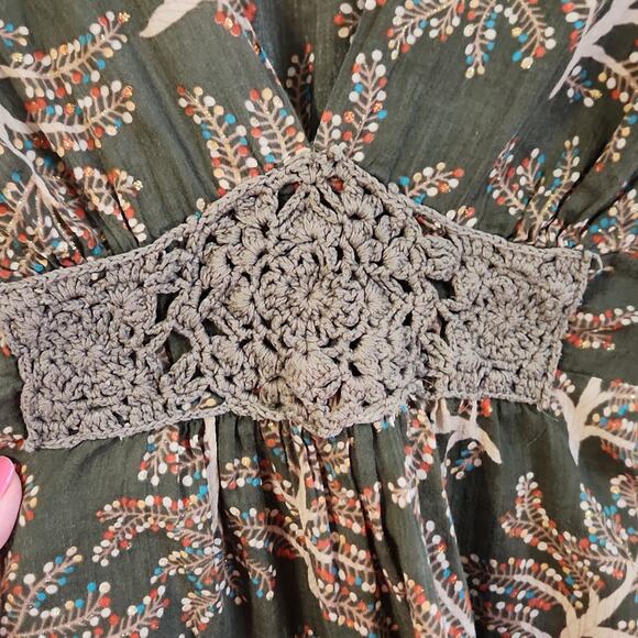 Vintage Charlotte Russe Women's Green Babydoll Top Size Med Crochet Glitter Y2K - Picture 5 of 9